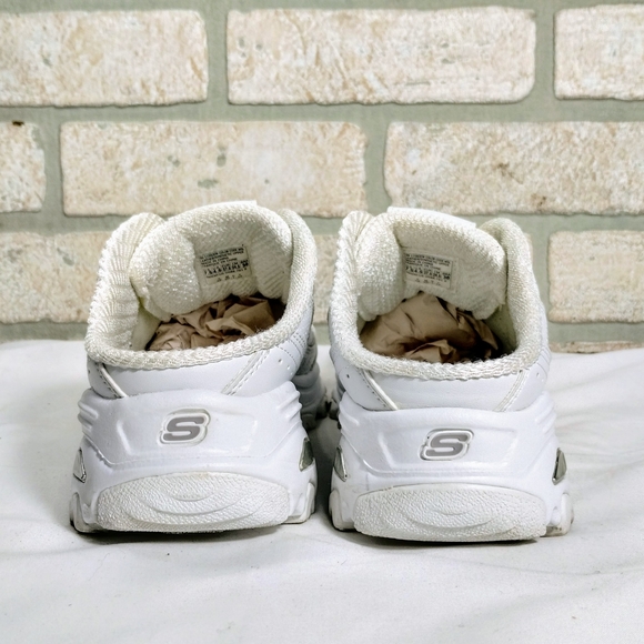 Skechers D'Lites White Leather Slip On Shoes 7.5 Extra Wide Casual Comfort - Picture 6 of 9